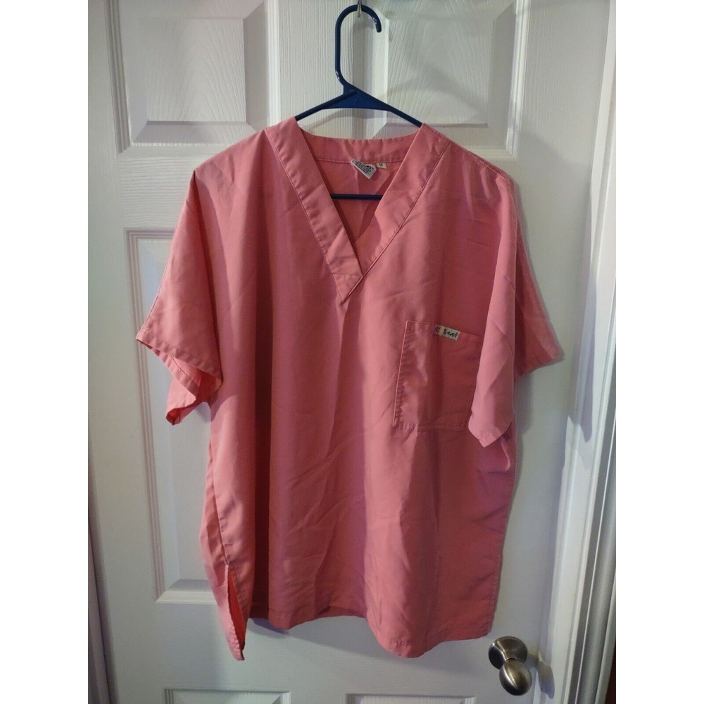 Crazy Scrubs Scrub Top Size M Pink Short Sleeve